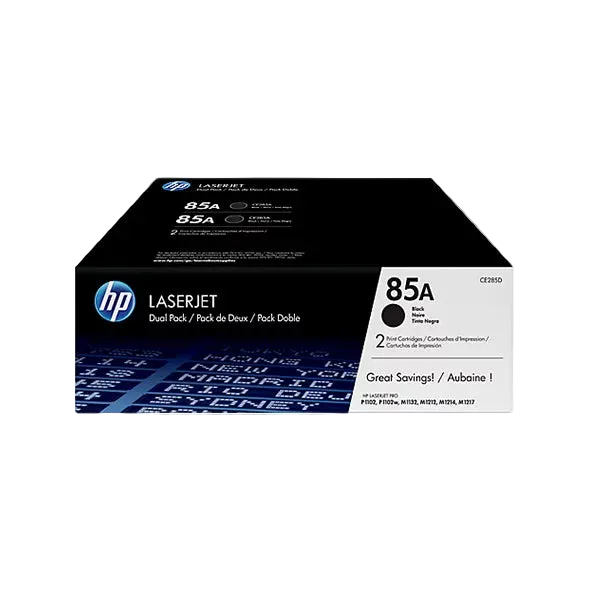 HP 85A 2-pack (CE285AD) Black Original LaserJet Toner Cartridges - HP toner